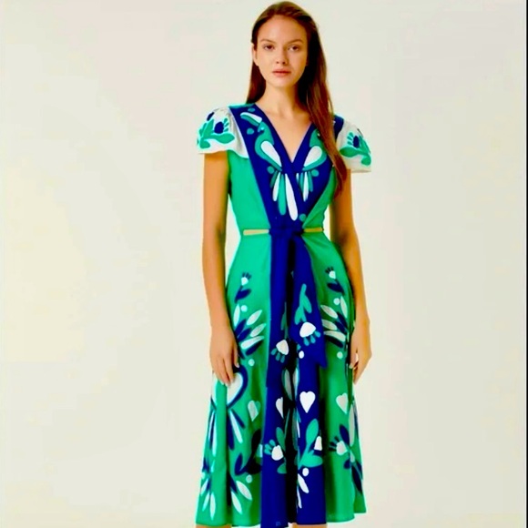 Farm Rio Soft Garden Patch-work Midi Dress size XS, NWT. - Picture 1 of 8